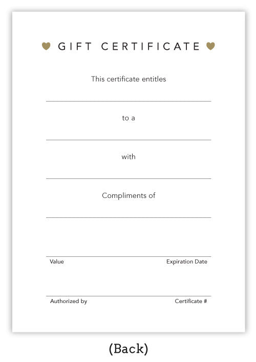 Gift certificate, this certificate entitles, to a, with, compliments of, authorized by, certificate number, expiration date